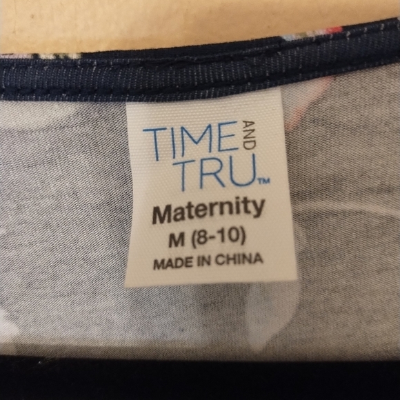 Time and tru NWT women's blue floral maternity tunic top size medium - Picture 3 of 6